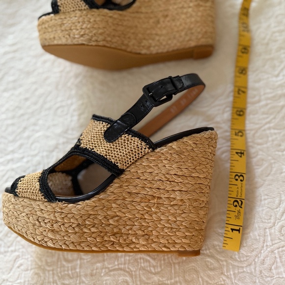 Robert Clergerie Raffia Espadrille Platform Wedge Sandal, Size 37 - Picture 7 of 12